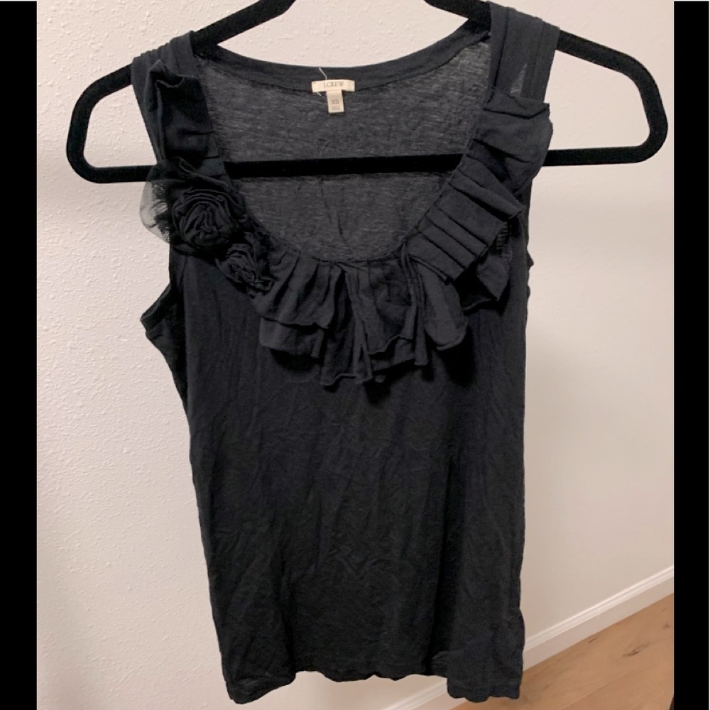 J Crew Dark grey ruffle top XS